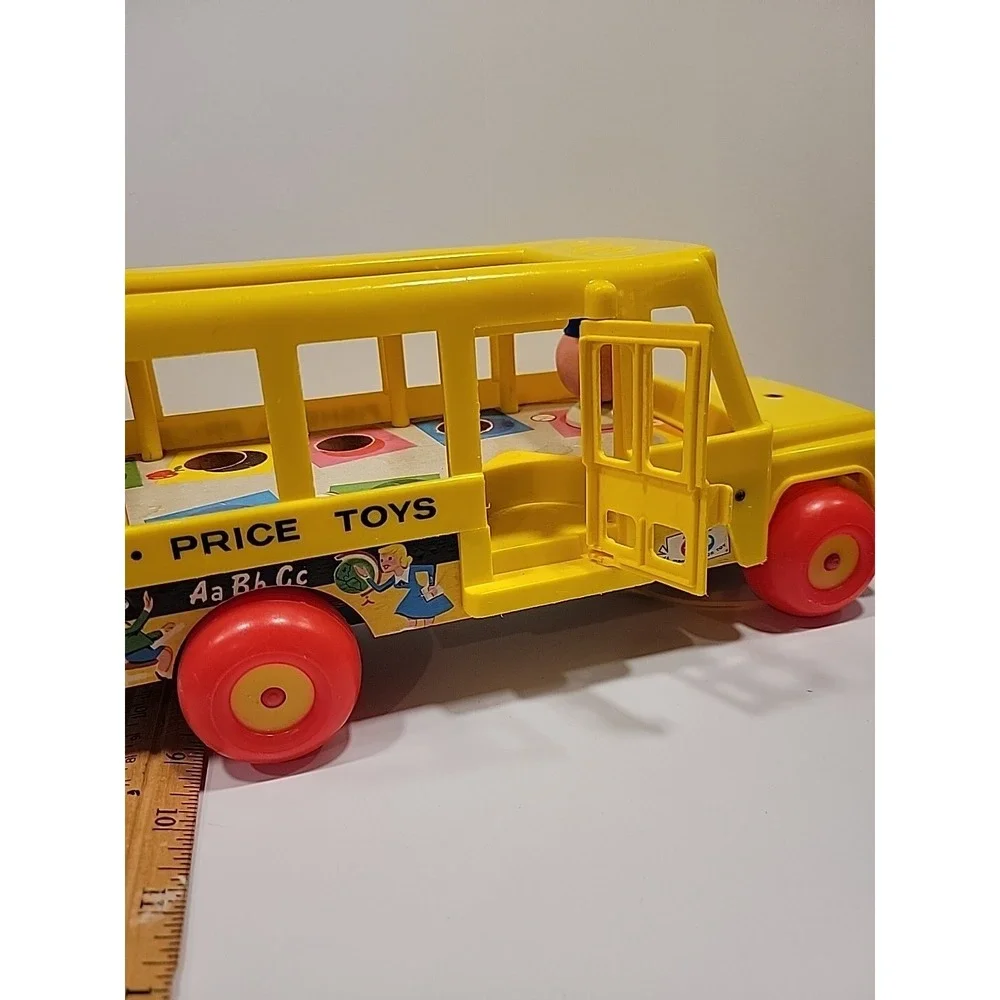 Vtg Fisher Price School Bus Little People Wood 192 1965 Original Issue
